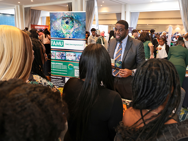 Prospective students at a recrutment fair